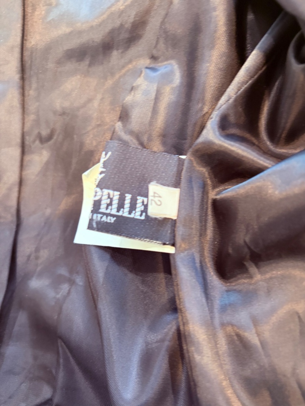 Italian Leather Moto Jacket Women’s 42 (US 6) Cognac Brown Made in Italy - Picture 9 of 10